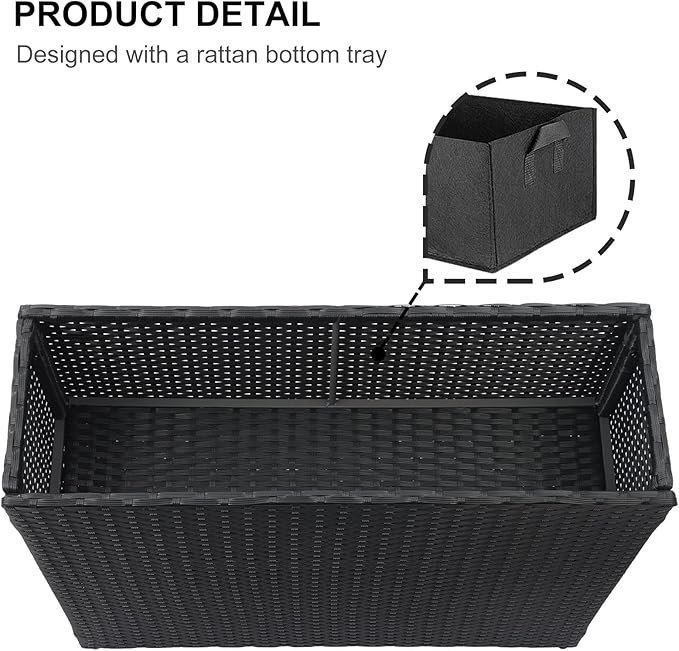 SUNNYPARK Tall Rectangular Planter with Removable Liner, All-Weather PE Rattan Large Modern Planters Indoor Outdoor Flower Plant Pots Garden Box Patio Yard Front Porch Deck-Ruum Studio Home