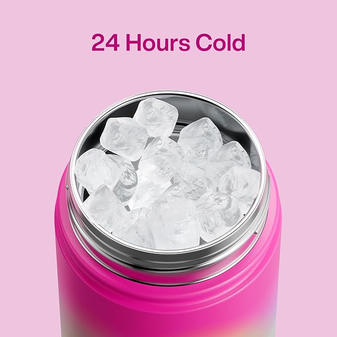 Kids Insualated Water Bottle with Straw - 12oz Stainless Steel Water Bottle with Dual Spouts, Leak-Proof, BPA-Free, Double Wall Vacuum Keeps Cold for 24 Hours for Sports, Travel, School (Lime Sorbet)-Ruum Studio Home