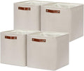 DULLEMELO Baskets For Organizing, Cube Storage Bins 12x12 Storage for Toys, Books and Clothes, Foldable Storage Bin for Office, Home, Shelves, Closets Organizing(4 Pack - 12" Beige)-Ruum Studio Home