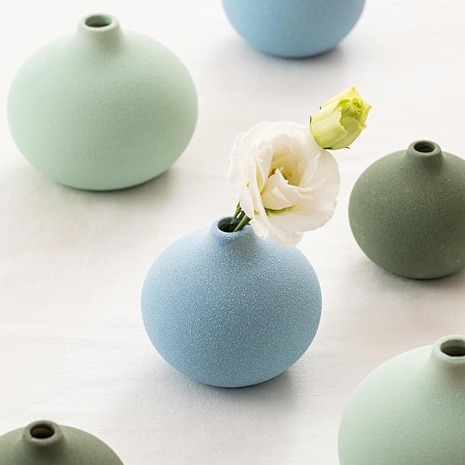 Ceramic Vase Set of 3, Mini Flower Vase for Home Decor, Modern Vase, Small Flower Vases for Dining Table Centerpieces,Living Room,Shelf,Mantel and Entryway Display-Ruum Studio Home