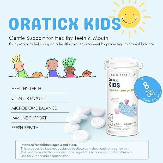 Kids Dental Probiotics for Anti-Cavity + Healthy Teeth and Gums, 8 Billion CFU Probiotics for Oral Health, Yogurt Flavor 2-Pack-Ruum Studio Home