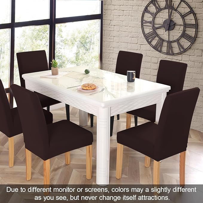 JQinHome 4 Pcs Dining Chair Slipcover,High Stretch Removable Washable Chair Seat Protector Cover for Home Party Hotel Wedding Ceremony (Pack of 4, Coffee)-Ruum Studio Home