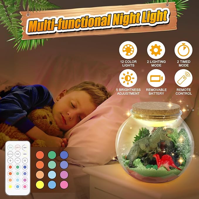 Dinosaur Activities Toys-Dinosaur Terrarium Craft Kits for Boys-Birthday Gifts for Kids Age 4 5 6 7 8 Years Old-Ruum Studio Home