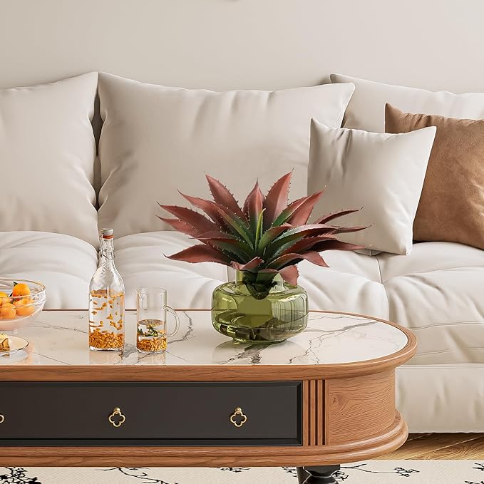 JUSTOYOU Large Artificial Succulents Aloe Plants Real Touch Fake Flowers Unpotted for Home Wedding Festival Arrangement (4, Green-Red)-Ruum Studio Home