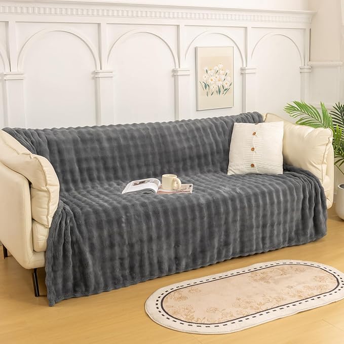 YUSOKI Luxury 3D Bubble Throw Blanket 3.1lb,All Ages,Home Decoration, (Grey,60 * 80inches)-Ruum Studio Home