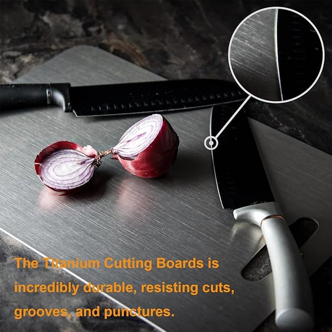 Titanium Cutting Boards for Kitchen - 100% Pure Titanium Cutting Board - Double Sided Food Grade Quality Cutting Boards - Easy to Clean and Store (14"L x 10"W)-Ruum Studio Home