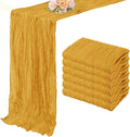6 Pack Mustard 10FT Cheesecloth Table Runner Rustic Gauze Fabric Cheese Cloth Table Runner for Wedding Bridal Baby Shower Table Decor Boho Sheer Birthday Party Table Decorations 20 x 120 Inch Long-Ruum Studio Home