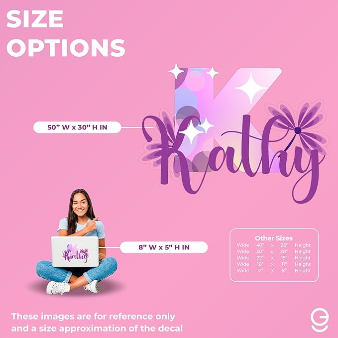 CRYPTONITE Custom Stickers Name Wall Decor with Purple Flower | Custom Name & Initial for Purple Wall Decor | Flower Wall Decals for Bedroom Decor I Custom Decal for Baby Girl Nursery Decor(E. Floral)-Ruum Studio Home