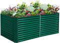 Land Guard 8x4x3ft Rectangular Galvanized Raised Garden Beds, Large-Capacity Metal Planter Box Outdoor, Durable Deep Raised Garden Bed 3ft Tall, Raised Beds for Gardening Vegetables, Forest Green-Ruum Studio Home