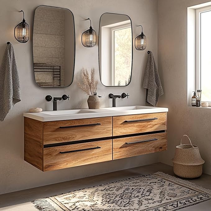 ANDY STAR Black Oval Mirrors for Bathroom, Large 24x36’’ Matte Black Metal Framed Oblong Wall Mirror, Modern Black Vanity Mirror in Stainless Steel Frame Wall Mount Horizontal or Vertical-Ruum Studio Home