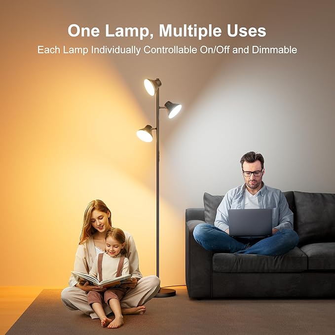 LED Floor Lamp, 36W Modern Floor Lamp with Remote & Touch Control, 4 Color Temperatures, Standing Lamp with 3 Rotatable Lights, Floor Lamps for Living Room, Bedroom, Office-Ruum Studio Home