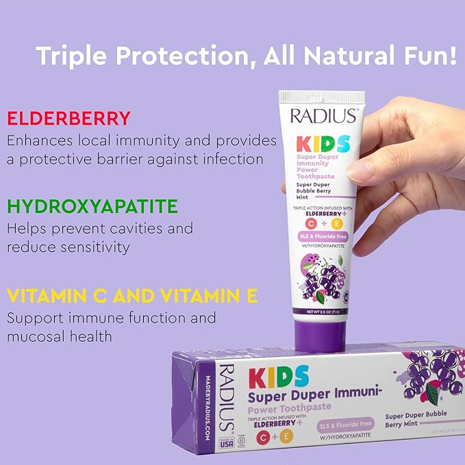 RADIUS Kids Super Duper Immunity Power Toothpaste 2.5 Oz - Super Duper Bubble Berry Mint - Pack of 1-Ruum Studio Home