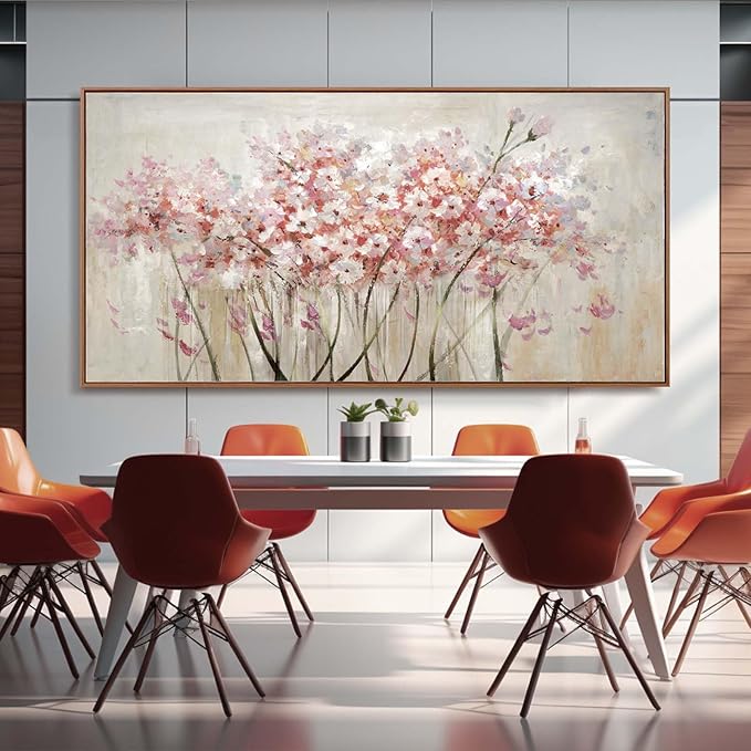 YJYart Landscape Wall Art Floral Wall Pictures Pink and White Canvas Wall Artwork 36"x70" Wall Prints for Living Room Office Wall Decor-Ruum Studio Home
