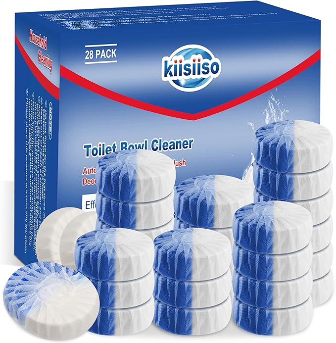 KIISIISO Commercial Household Bathroom Cleaners, 28 Pack Toilet Bowl Cleaner Tablets, Automatic Toilet Tank Cleaners, Multipurpose Janitorial Deodorizers(Blue and White)-Ruum Studio Home