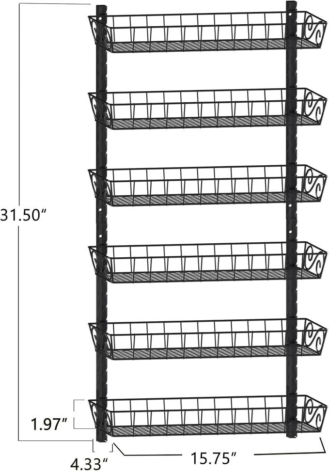SWOMMOLY Adjustable Wall Mount Spice Rack, 6-Tier Dual-use (Multi-use) Organizer, Black-Ruum Studio Home