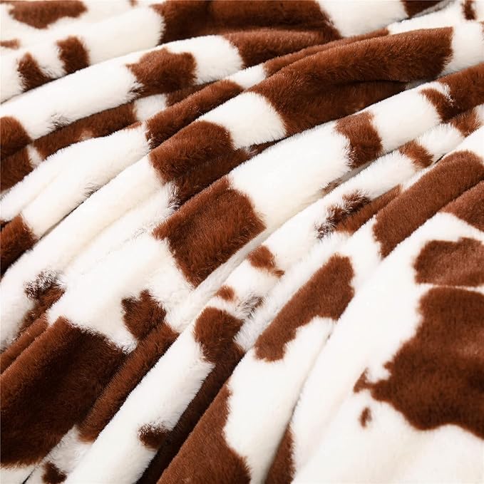 RYNGHIPY Cow Print Blanket for Sofa Couch Double Sided Flannel Animal Design Brown Throw Blanket (Brown, 51''x63'')-Ruum Studio Home
