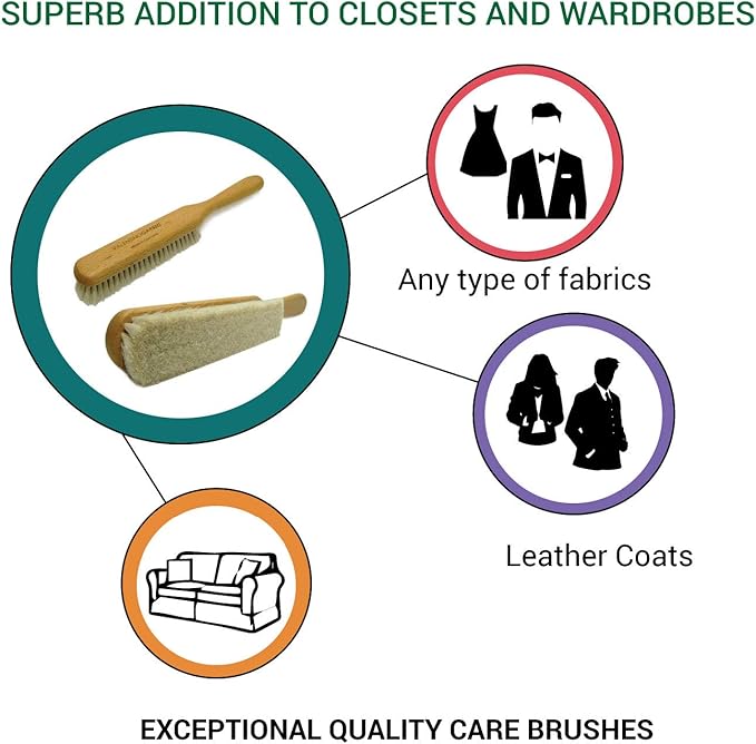 Valentino Garemi Ultra-Soft Goat Hair Cleaning Brush | for Elegant Delicate Flat Fabrics Suits, Jacket, Coats or Couch | Remove Dandruff, Dust, Pet Hair | Made in Germany-Ruum Studio Home