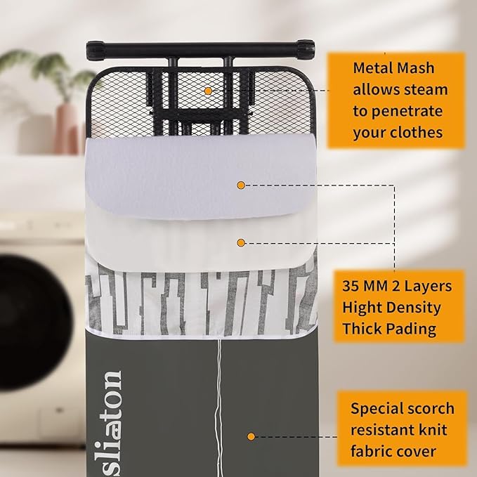 Extra Large Ironing Board with Large Hang Rail in 53" L x 20" W-Ruum Studio Home