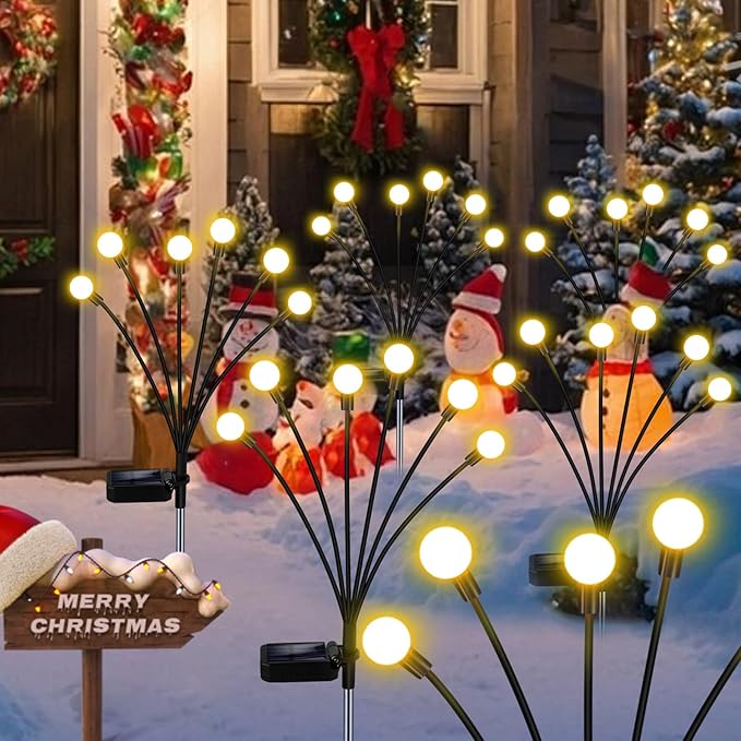 Solar Garden Lights,Solar Firefly Lights,8 Pack 64 Heads Solar Lights Outdoor Decorative,Sway by Wind, High Flexibility Iron Wire & Heavy Bulb Base,Yard Patio Pathway Lawn-Ruum Studio Home