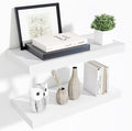 Fun Memories 24 Inch Floating Shelves Wall Mounted, 10 Inch Deep Wall Shelves, 24 x 10 Floating Shelf for Living Room Bathroom Bedroom, White, Set of 2-Ruum Studio Home