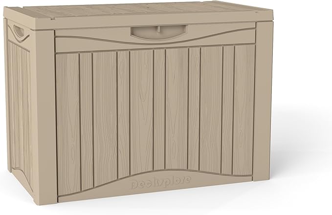50 Gallon Outdoor Storage Box Waterproof Lockable Resin Deck Box Large, Patio Storage Bin for Pool Accessories Cushion Furniture, Garden Tools, UV-Resistant Outside Delivery Grey-Ruum Studio Home