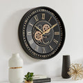 CLXEAST 24 Inch Wall Clock with Moving Gears, Black Gold Roman Numeral Wall Clocks for Modern Farmhouse Living Room Decor,House Warming Gifts New Home-Ruum Studio Home