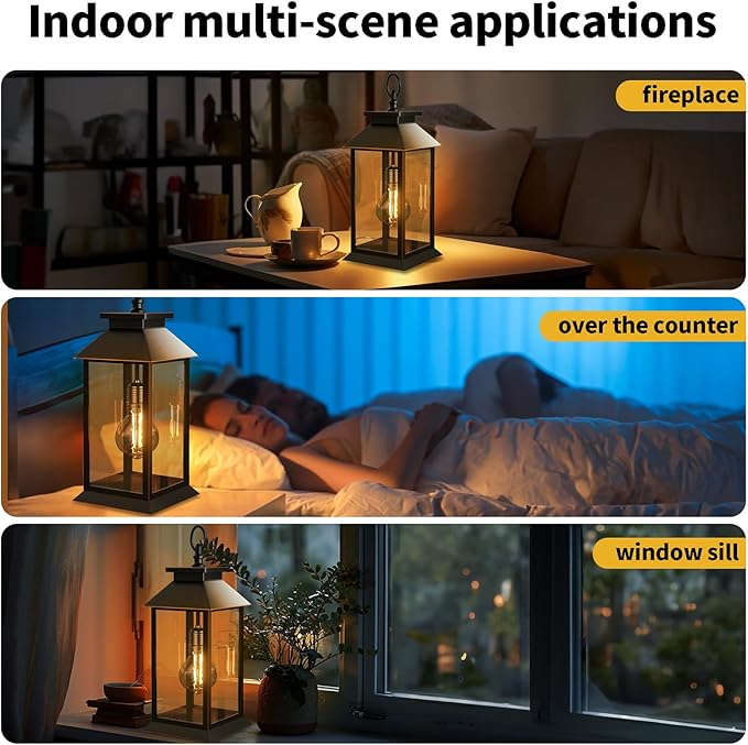 2 Pack Hanging Solar Lanterns Glass Solar Lights Outdoor Waterproof Upgraded Solar and 2 AA Batteries Powered, for Outside Porch, Patio and Indoor Tables, Mantelpiece-Ruum Studio Home