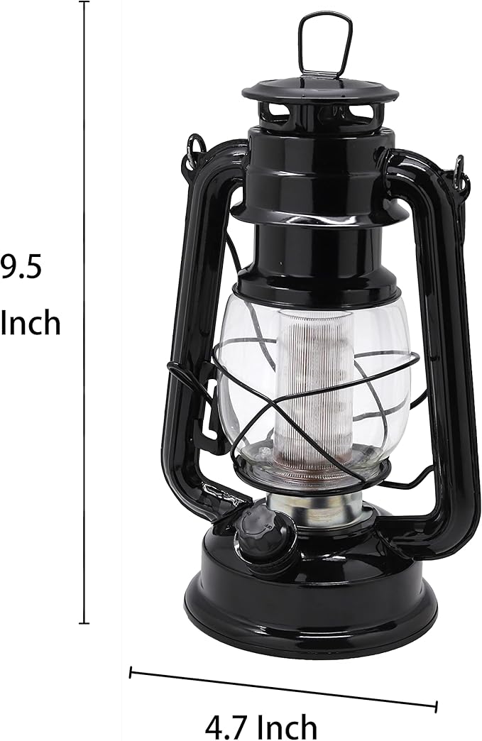 YAKii LED Vintage Lantern Metal Hanging Hurricane 12 LED Dimmer Switch Cold White Battery Operated Power Outage Indoor Camping Lighting Outdoor Brooklyn (Black 2 Pack)-Ruum Studio Home