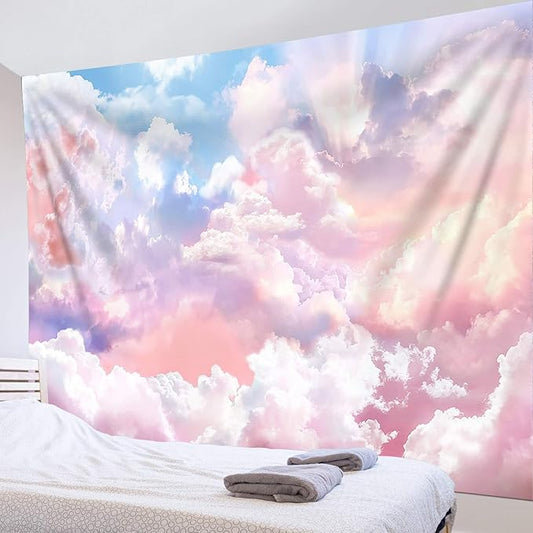 HVEST Pink Cloud Tapestry Colorful Abstract Clouds Natural Landscape Tapestries Wall Hanging for Bedroom Living Room Teen Dorm Indie Decor Poster Blanket,92.5x70.9 Inch-Ruum Studio Home