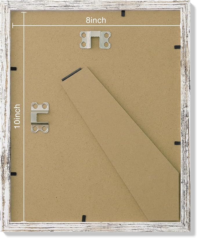 Vittanly 8x10 Picture Frames Set of 9, Shatter Resistant Plexiglass, Display 5x7 Pictures with Mat or 8x10 without Mat, Photo Frames for Wall or Tabletop, Engineered Wood, Distressed White-Ruum Studio Home