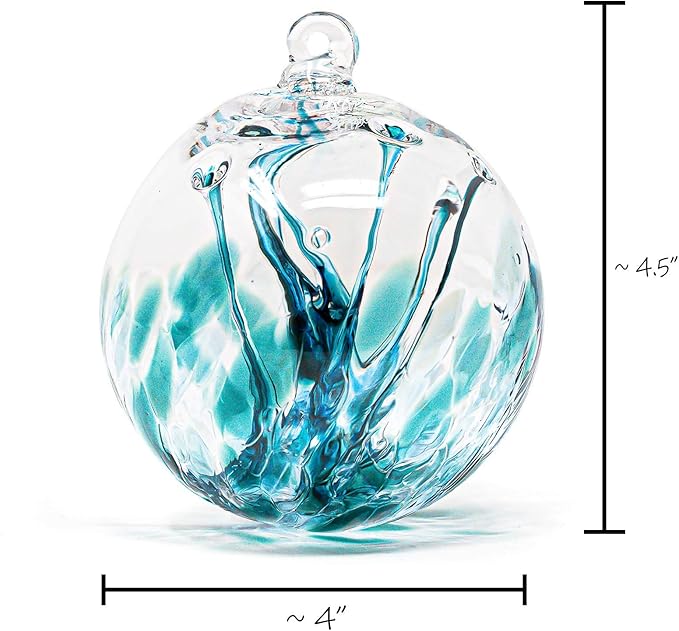 Luke Adams Handmade Glass Gazing Balls for Garden on Clearance – Hand Blown Glass Gazing Ball for Yard Décor – Decorative Garden Globe (Recycle Teal)-Ruum Studio Home