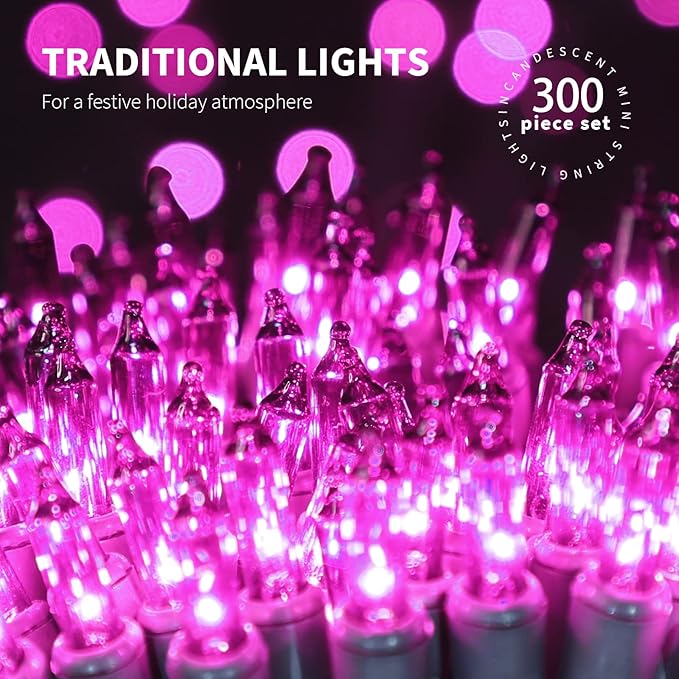 300LIGHTS(2*150L) PURPLE Extra-Bright With End Connectors Halloween Decorative Lights 19.44m UL Certified Mini String Light Set Waterproof for Halloween Home Garden Christmas Tree Party Patio-Ruum Studio Home