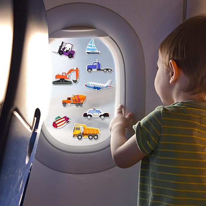 Window Clings Stickers for Kids Window Gel Clings Decals Thick Gel Clings Toddlers and Adults Classroom Home Nursery Airplane Birthday Party Supplies (City Transportation)-Ruum Studio Home