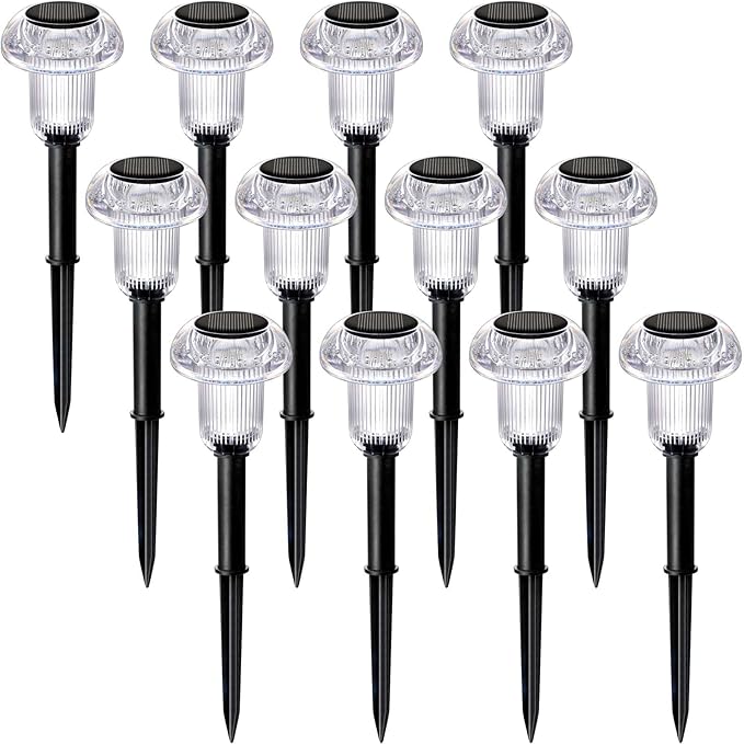 Solar Lights Outdoor Pathway Waterproof 12 Pack Color Changing LED Acrylic Mushroom Decorative Garden Lights for Yard Landscape Patio Outside Christmas Decorations-Ruum Studio Home