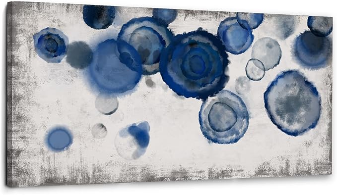 YJYart Blue Wall Art For Living Room Watercolor Dots Wall Decorations Indigo Dot Wall Decor Posters for Room Aesthetic Modern Artwork 24x48 Inch-Ruum Studio Home