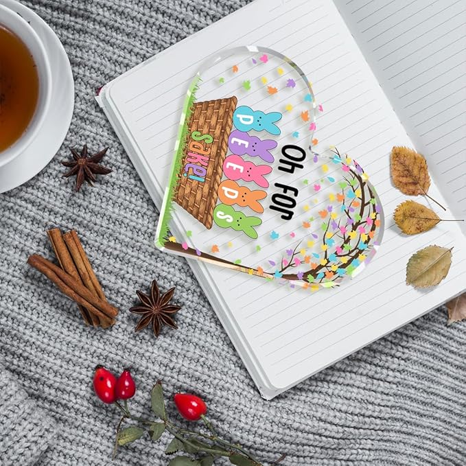 Funny Easter Bunny Decor Desk Decor Acrylic Heart Sign Easter Decorations Easter Gift Acrylic Heart Plaque Box Sign for Home Farmhouse Kitchen Bathroom Shelf Table Decoration Oh for Peeps Shake Sign-Ruum Studio Home