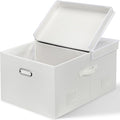 75 Quarts Extra Large Decorative Storage Bins with Lids, 1 Pack White Collapsible Storage Bins with Lids, Stackable Storage Bins Decorative Box Storage With Lid Extra Large-Ruum Studio Home