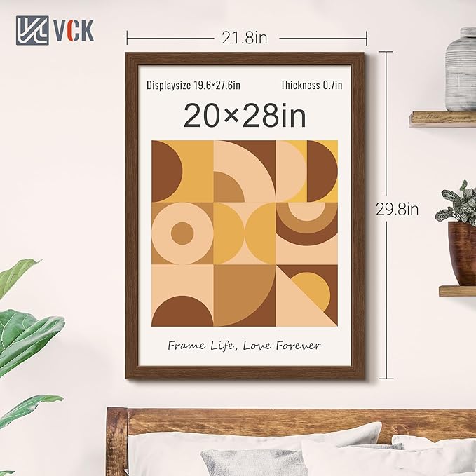 VCK 20x28 Picture Frame 3 Pack, Brown Wood Poster Frame with Exclusive Wood Grain, Wall Mounting Hanging-Ruum Studio Home