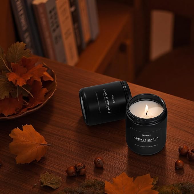 Fall Candle Set | 4 Pack Scented Candles - Autumn Soy Candles for Home Scented, Aromatherapy Gifts for Women, Thanksgiving & Fall Decor - Pumpkin, Apple, Latte & Harvest Scents-Ruum Studio Home