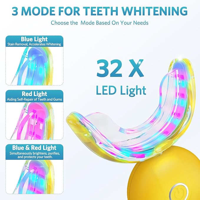 BESTEK Teeth Whitening Kit – 32X LED Light, 10-Min Fast Whitening, 4 Tubes of 35% Carbamide Peroxide Gel, Removes Coffee, Wine & Tobacco Stains - Yellow-Ruum Studio Home