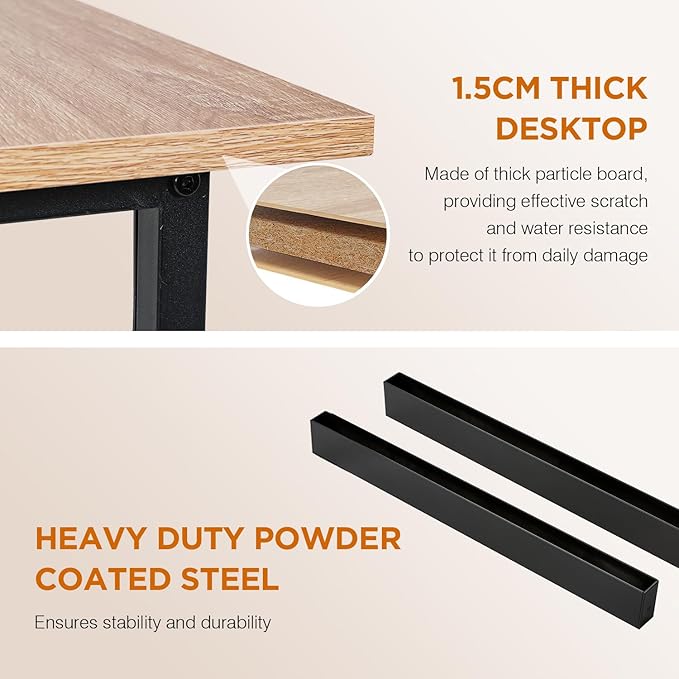PayLessHere | 32 Inch Computer Desk | Nature | Office Desk with Metal Frame, Adjustable Feet | Water-Resistant, Scratchproof Surface | Sturdy Writing Table for Home Office or Study | Pack of 1-Ruum Studio Home