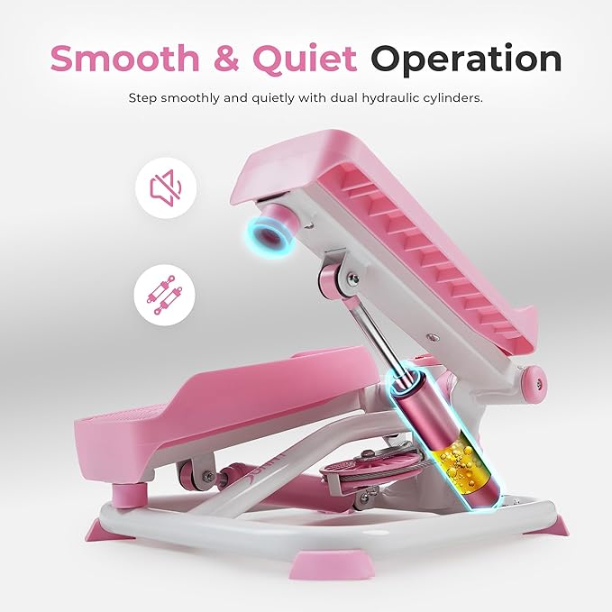 Sunny Health & Fitness Mini Stepper for Exercise at Home, Stair Step Workout Machine with Resistance Band and Over 300lb Weight Capacity, Optional Twist Motion and Free SunnyFit App Connection-Ruum Studio Home