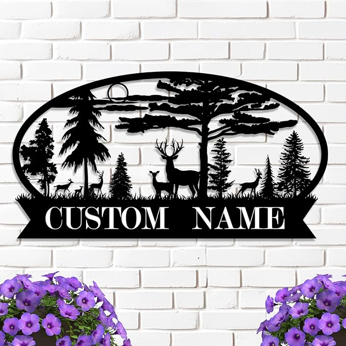 Personalized Hunting Metal Signs Outdoor - Custom Deer Antler Wall Art, Last Name Signs for Home, Rustic Cabin & Lodge Decor, Housewarming Gifts - MADE IN USA-Ruum Studio Home