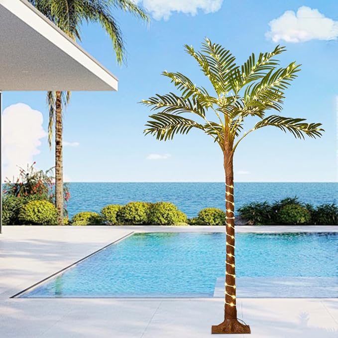 Birchlitland Lighted Palm Trees for Outside Patio 6FT 220 LED Fairy Lights, Artificial Palm Tree Lights Plug in for Home Pool Beach Decoration-Ruum Studio Home