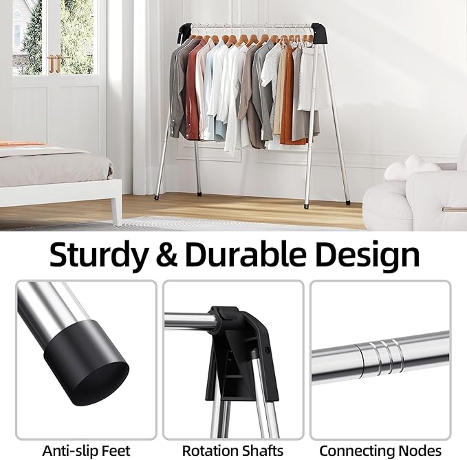 APEXCHASER Clothes Drying Rack Foldable, Stainless Steel Laundry Drying Rack Collapsible, Clothes Hanger for Sweater Baby Clothes Towel for Indoor & Outdoor, Portable Clothes Airer for Travel-Ruum Studio Home