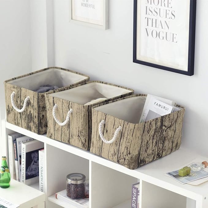 TcaFmac Fabric Storage Basket, Decorative Canvas Storage Bins Baskets for Gifts Empty Tree Stump-Ruum Studio Home