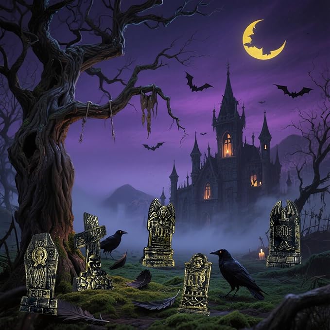 20Pcs Halloween Mini Tombstones Figurines, Plastic Miniature Tombstones Set Mini Gravestones Halloween Decorations for Miniature Graveyard Scene Haunted House DIY Crafts-Ruum Studio Home