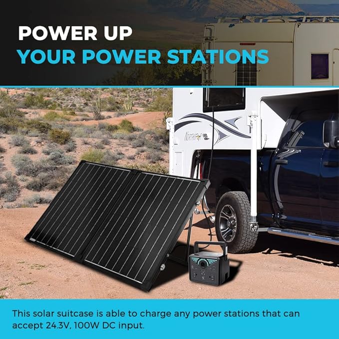 Renogy 100 Watt 12 Volt Portable Solar Panel for Power Station, Foldable 100W Solar Panel Suitcase with Adjustable Kickstand, Solar Charger for RV Camping Off Grid System,Black-Ruum Studio Home