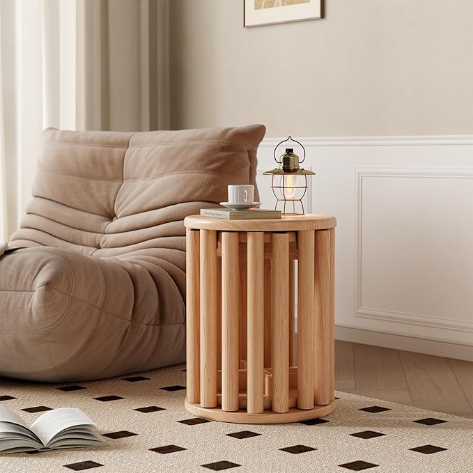 Stackable Stools Set of 4 Wooden Stools 18 Inch Stool Nesting Side Tables Nesting Coffe Table Sturdy and Durable,No Installation Required,Top Stackable Stool for Saving Space(Natural Bar stools)-Ruum Studio Home