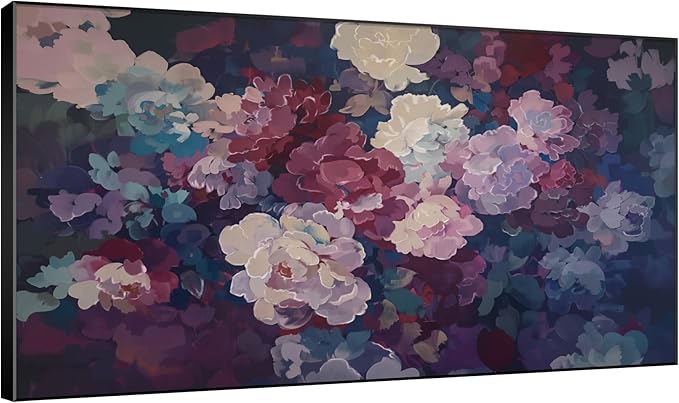 SIGNWIN 30"x60" Extra Large Framed Wall Art Bold Peony Bloom in Colorful Impressionist Style, Lush Floral for Home Living Room Bedroom Decor (Frame Assembly Required)-Ruum Studio Home
